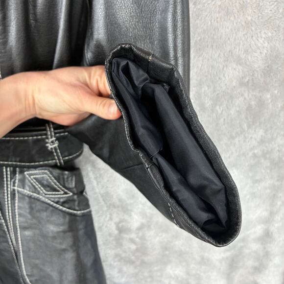 VTG 70s Suburban Internat'l Leather Coat Black Small Western Cowgirl Country - Picture 10 of 16
